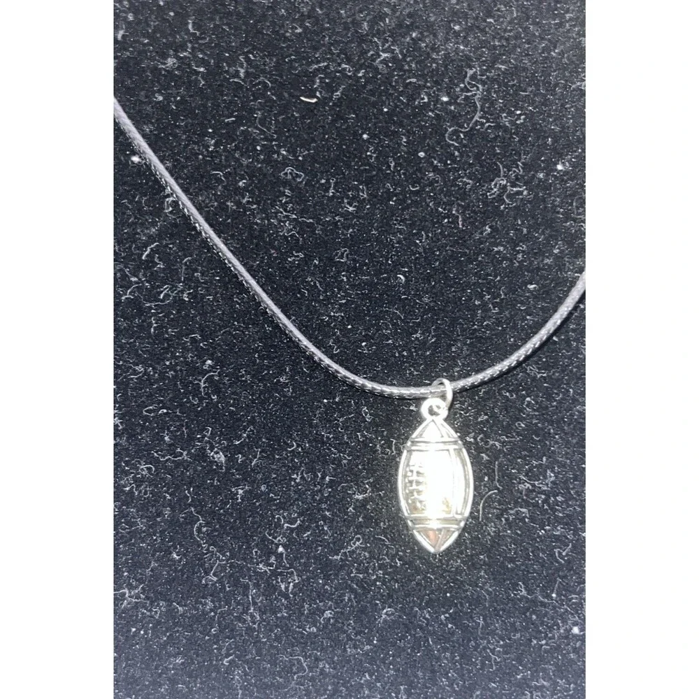 Football Necklace Rope sterling silver Charm Finish Silver Play Ball New